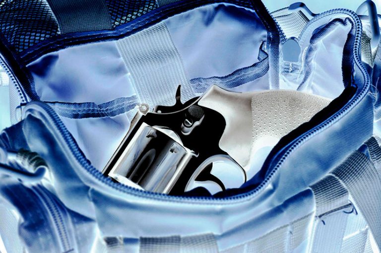 x-ray of a gun in a bag