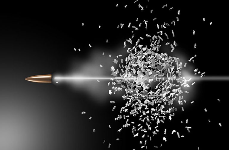 bullet smashing through a target